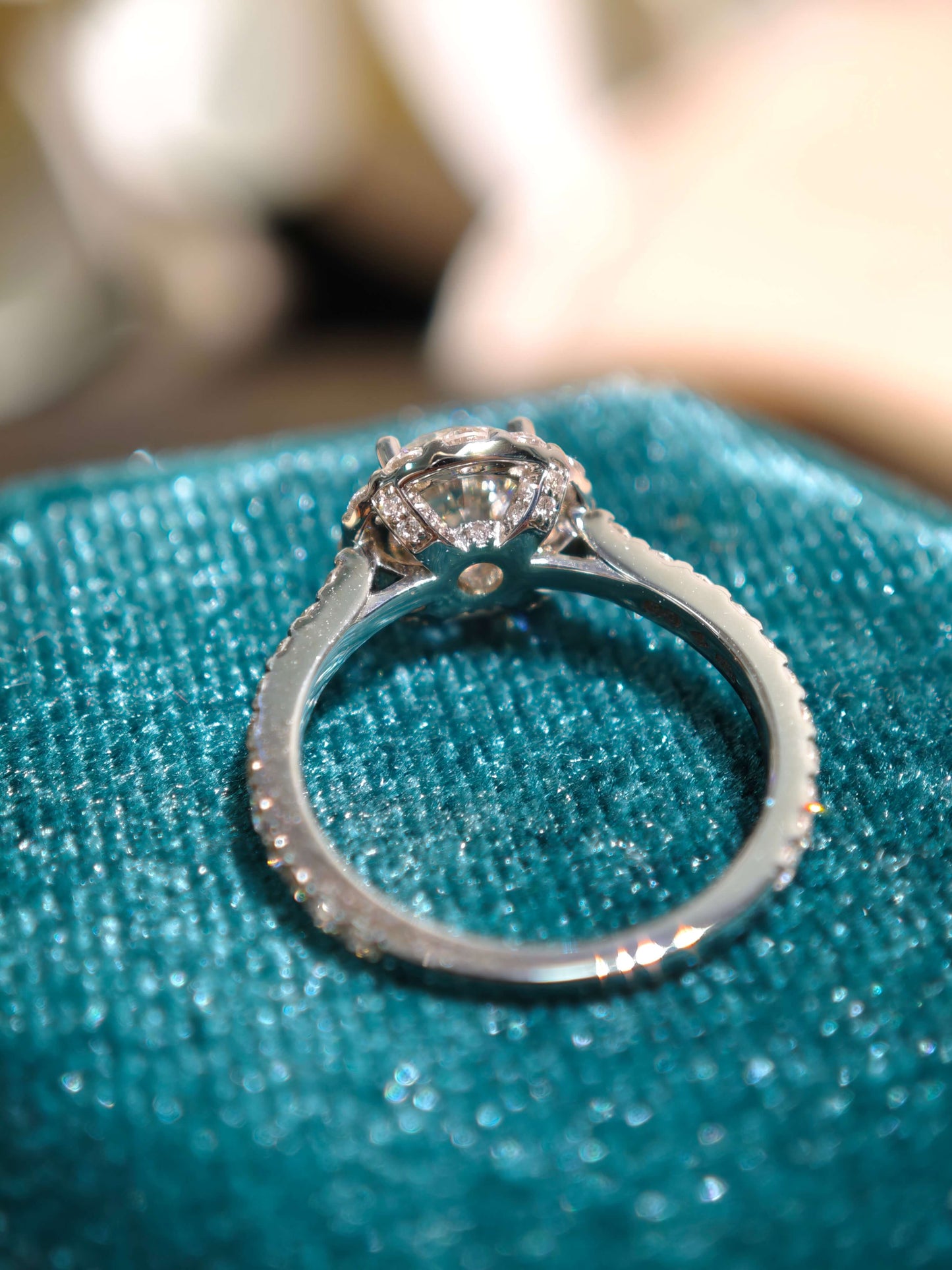 1ct D VVS2 Round Brilliant Cut Halo Ring Lab Grown Diamond Engagement Ring ( ROX 0898 )