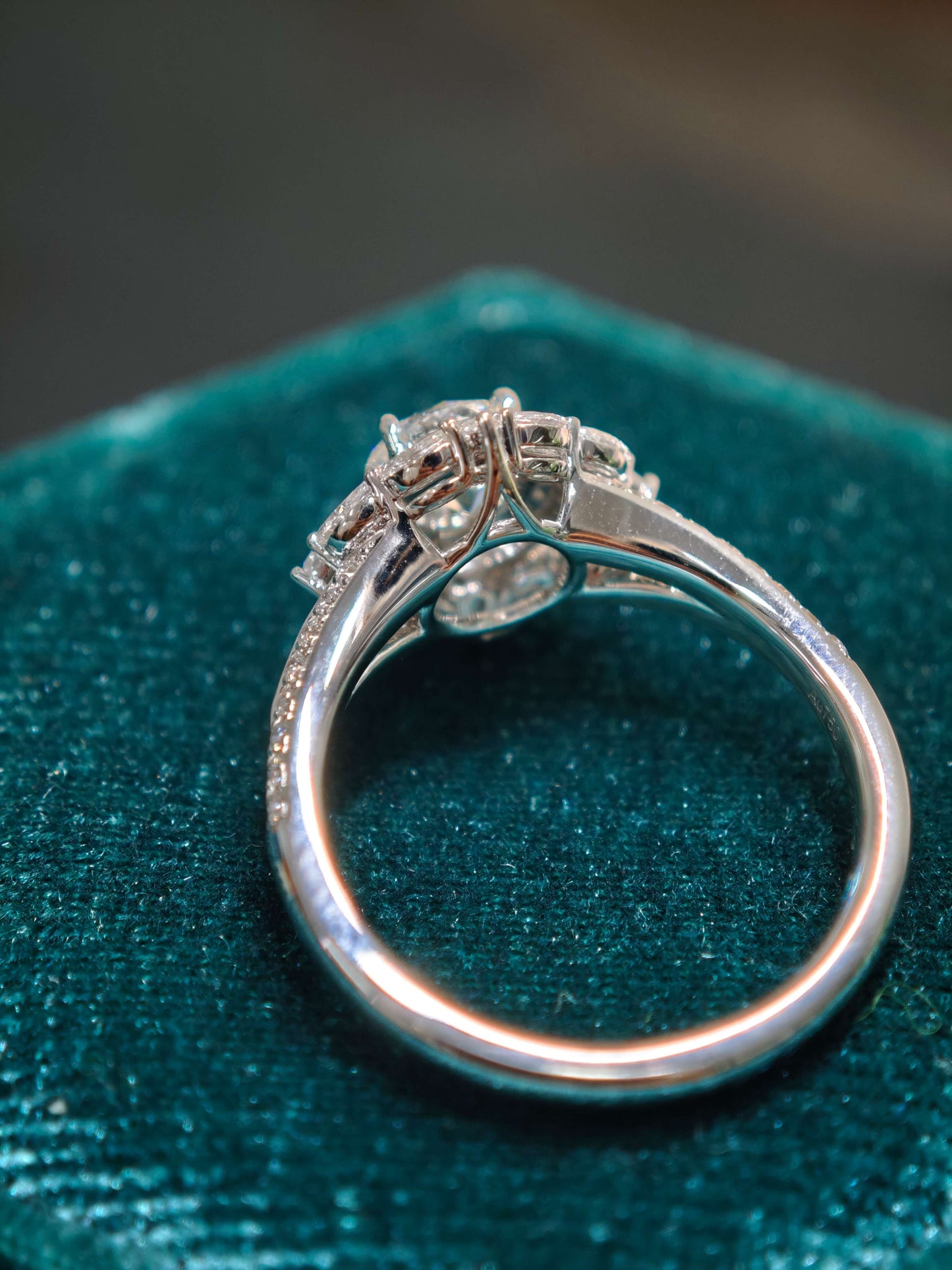 14K Floral Halo Lab Grown Diamond Engagement Ring ( ROX 0899 )