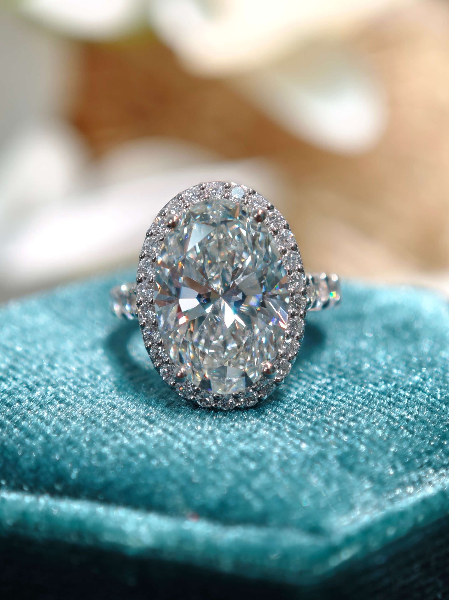 5.82CT 9K Oval Halo Ring Lab-Grown Diamond Ring and in 9K Gold Engagement Ring (OVX 0012)
