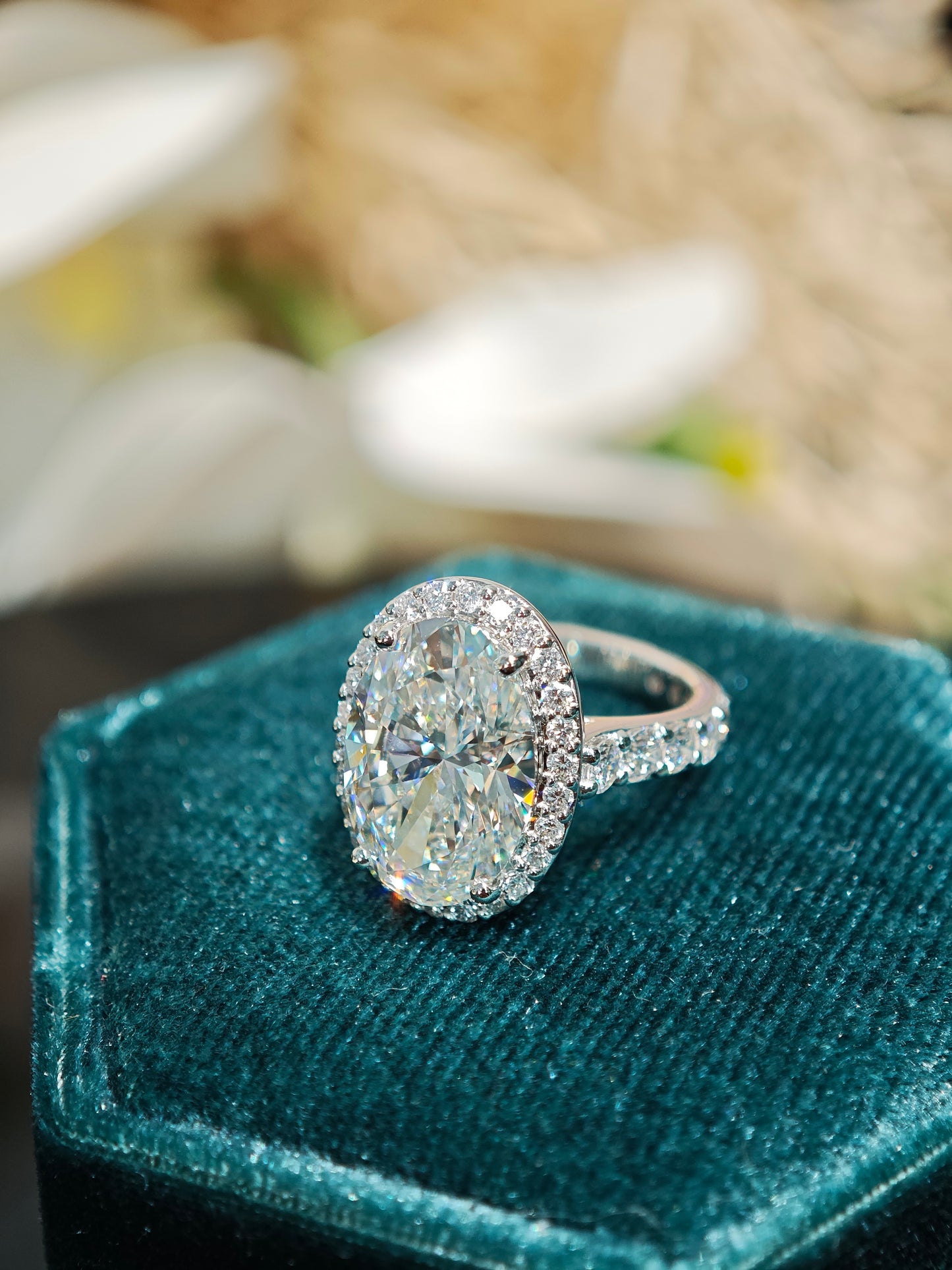 5.82CT 9K Oval Halo Ring Lab-Grown Diamond Ring and in 9K Gold Engagement Ring (OVX 0012)