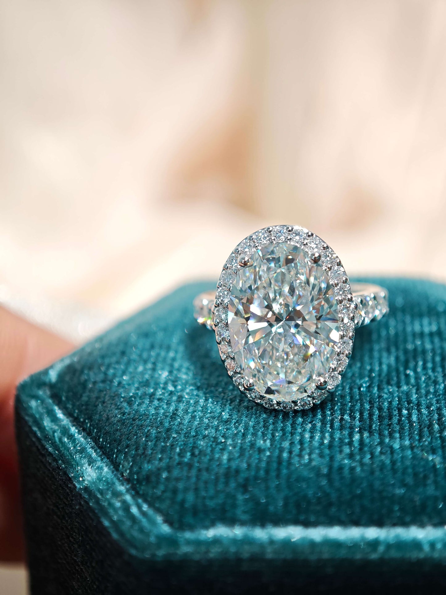 5.82CT 9K Oval Halo Ring Lab-Grown Diamond Ring and in 9K Gold Engagement Ring (OVX 0012)