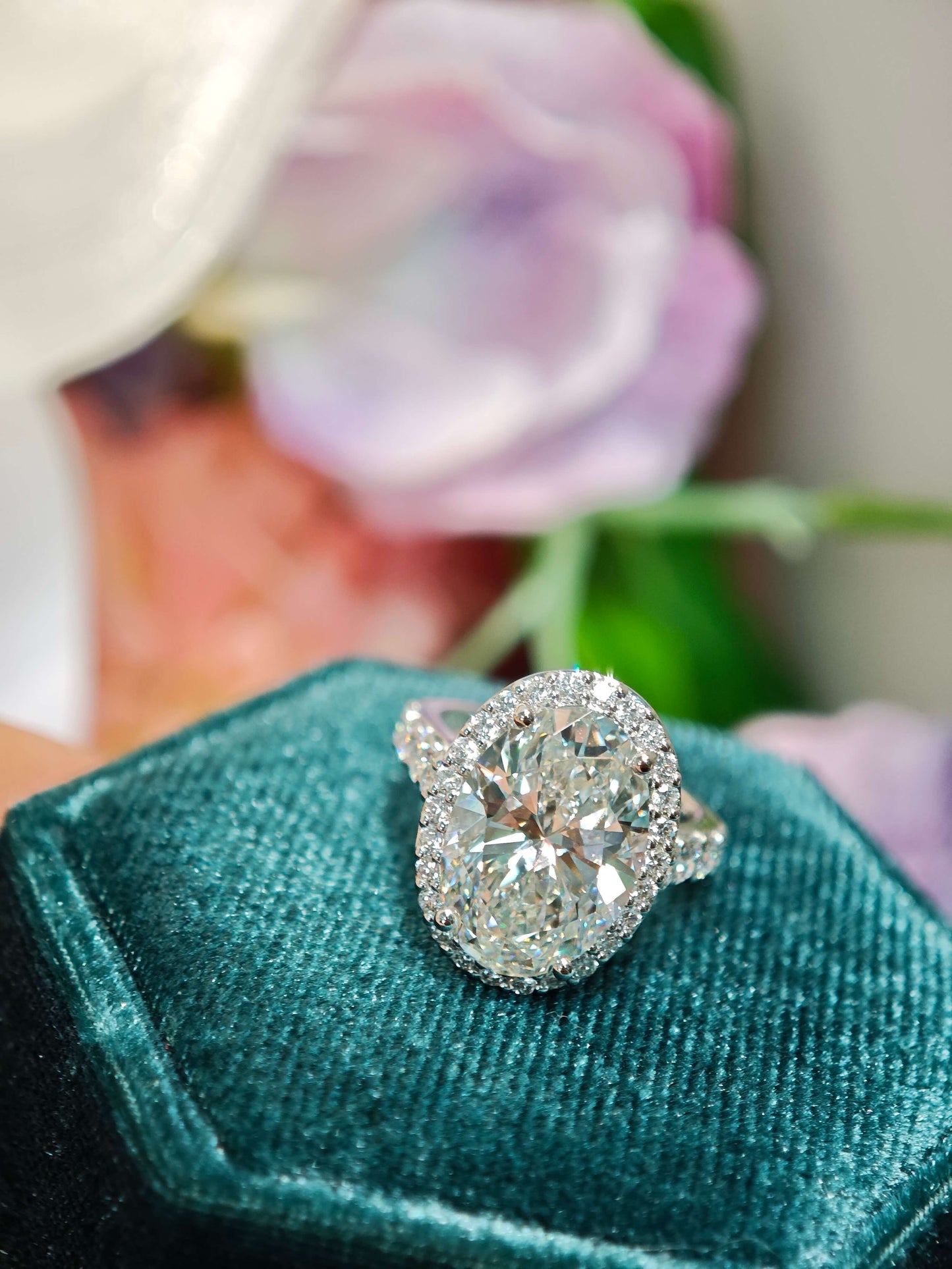 5.82CT 9K Oval Halo Ring Lab-Grown Diamond Ring and in 9K Gold Engagement Ring (OVX 0012)