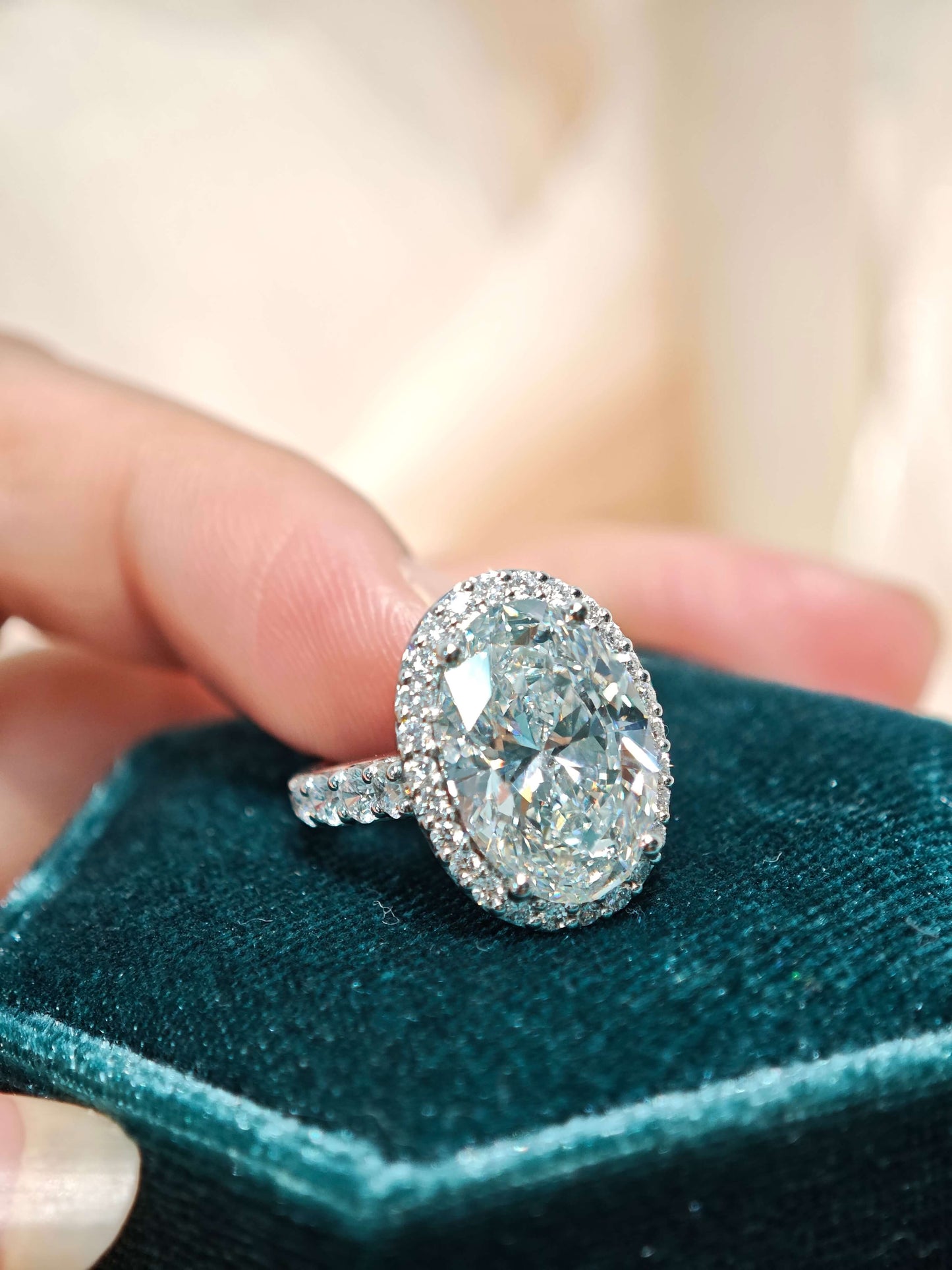 5.82CT 9K Oval Halo Ring Lab-Grown Diamond Ring and in 9K Gold Engagement Ring (OVX 0012)