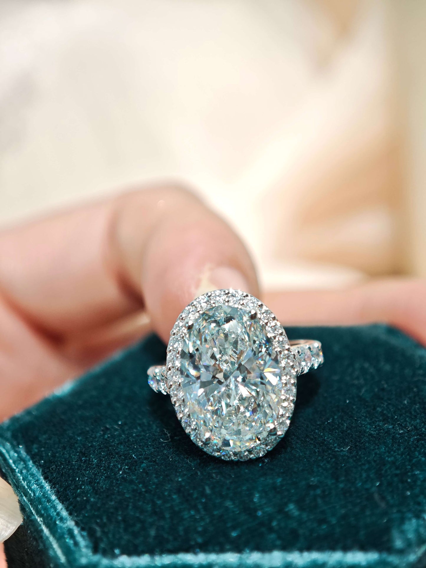 5.82CT 9K Oval Halo Ring Lab-Grown Diamond Ring and in 9K Gold Engagement Ring (OVX 0012)