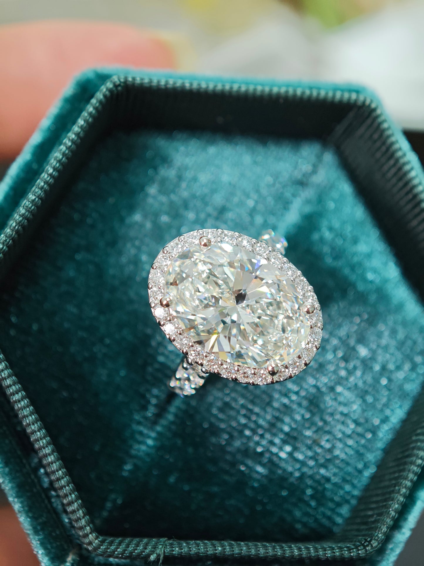 5.82CT 9K Oval Halo Ring Lab-Grown Diamond Ring and in 9K Gold Engagement Ring (OVX 0012)