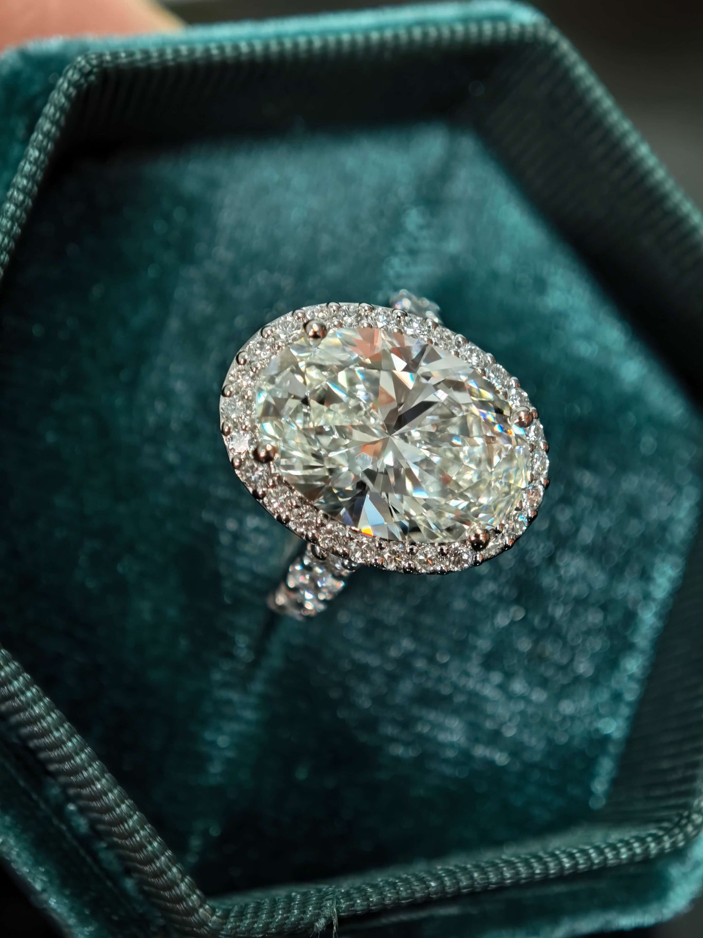 5.82CT 9K Oval Halo Ring Lab-Grown Diamond Ring and in 9K Gold Engagement Ring (OVX 0012)