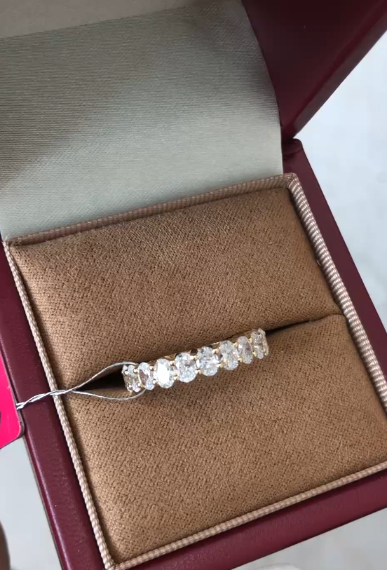 JEL TIKTOK LIVESTREAM 14K White gold oval eternity matching band size 5.25