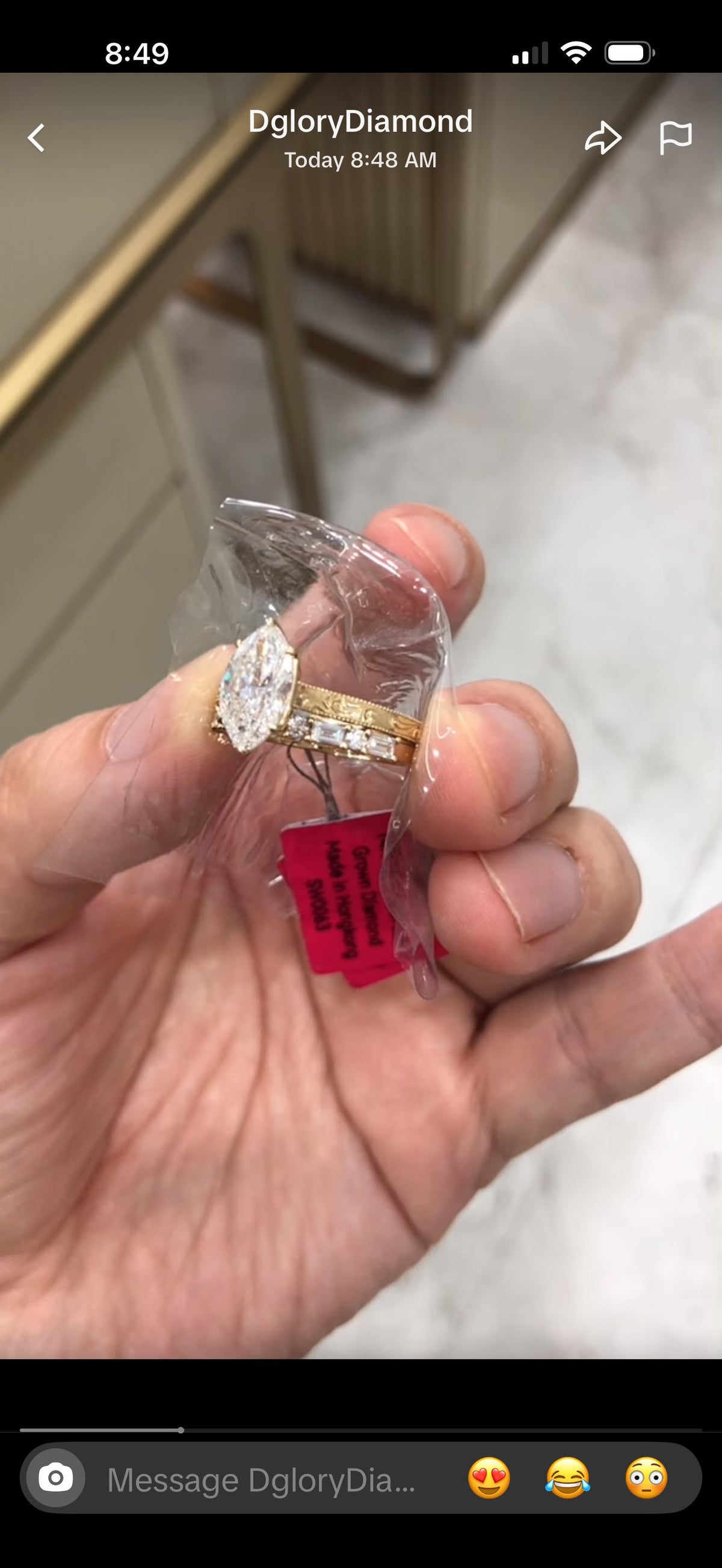 STE TIKTIOK LIVESTREAM 14k solid yellow Gold engraving band 2ct marqusie EF VS1 Size 7 with a mathing baguette band round -baguette alternating