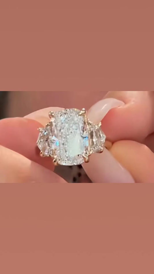 WHI TIKTOK LIVESTREAM 2-1 LINK , 14K Yellow gold 3.5 CT,E VS1, elongated cushion Cut ith side cadillaces Lab Diamond Engagement Ring,IGI Certified, size 12