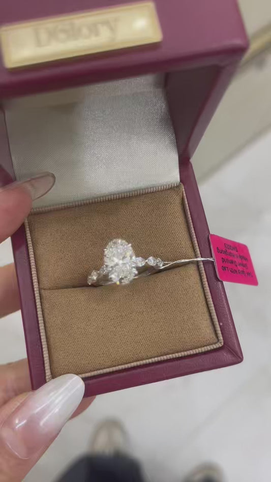 Ste TIKTOK LIVESTREAM 14K white gold 3 CARATS Oval E color VS1 bubble band with IGI certificate size 9