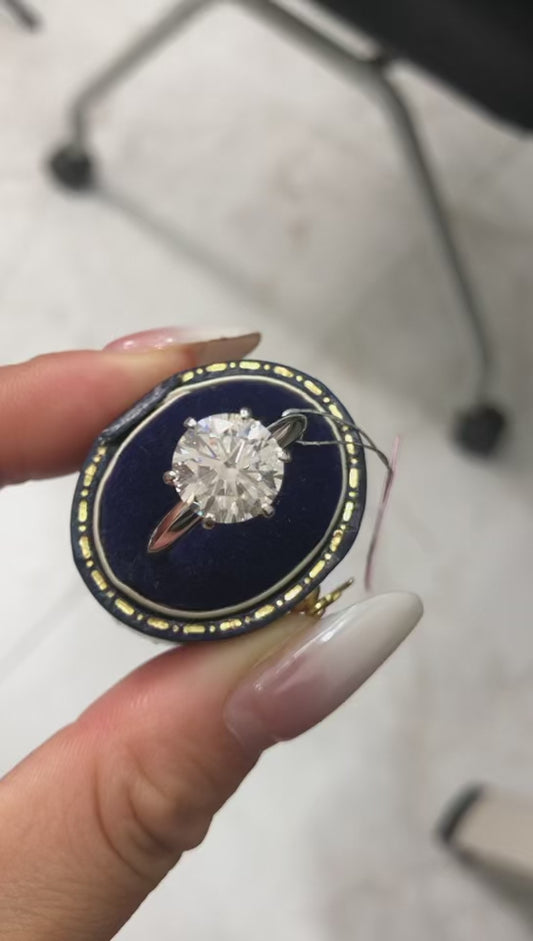 KIK TIKTOK LIVESTREAM 2-1 link solid 18K solitaire 3ct Round brilliant cut E VS1 with IGI certificate 6-prong knife band size 6