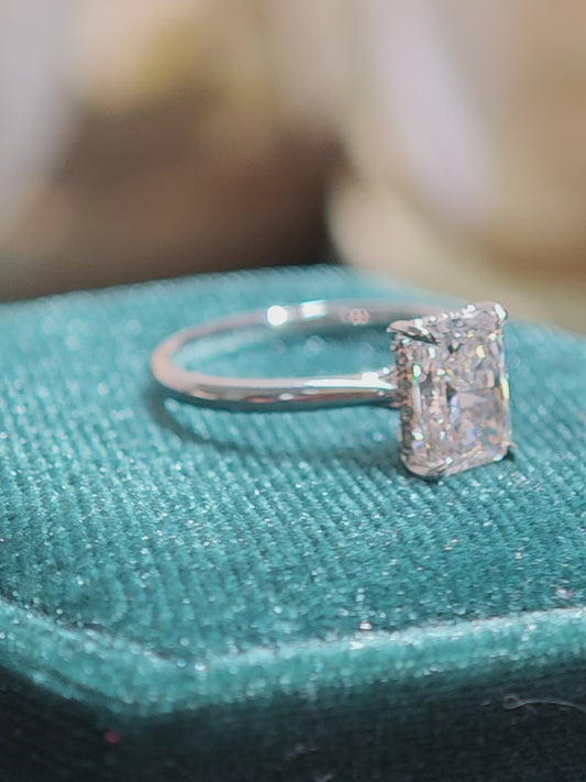 1.52ct D VVS2 Lab Radiant Diamond Ring: 14k Gold Hidden Halo,wisted Cathedral Setting with Hidden Halo Engagement Ring Lab Grown Diamond (RAX 0091)