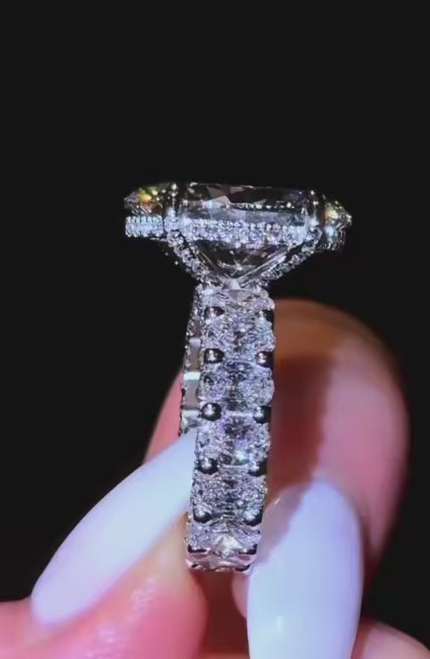 Ash link 3-3 TIKTOK LIVESTREAM 2 rings  solid 14K gold 10 CARATS Oval F VVS2 with 3pcs oval on both side total 6pcs each pc 0.3ct  Lab Grown Diamond size 7+ men band 14K gold size 9 (Copy) (Copy)