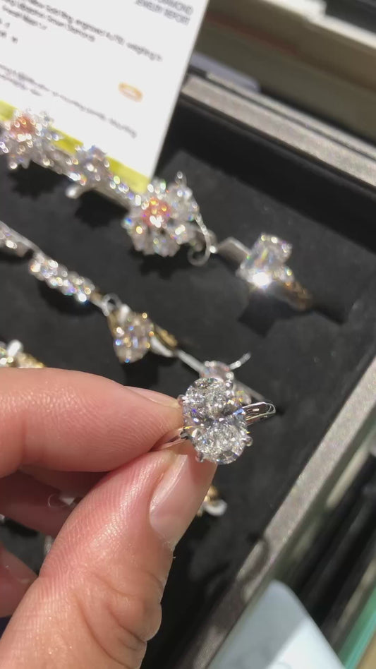 Andre TIKTOK Livestrems 18K White gold Solitaire Lab Oval cut 3ct size 4.75 IGI certified