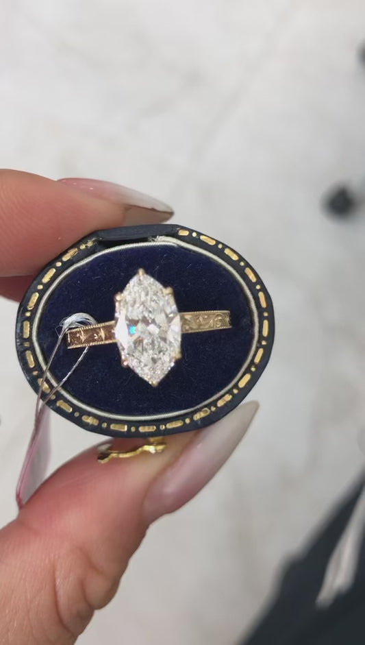DES TIKTIOK LIVESTREAM  14k solid yellow Gold engraving band 2ct marqusie E VS1 Size 7.5 (Copy)