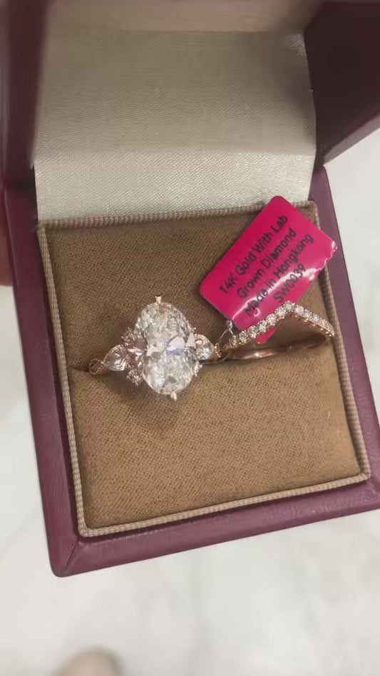 CHR TIKTOK LIVESTREAM 3-3 link 14K 2-TONE Gold, 5CT Oval cut with IGI certificate with 2 Pieces V shape bands same as video size 4.75 (Copy) (Copy)