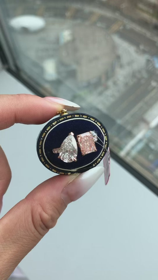 VER TIKTIOK LIVESTREAM 3-1 DEPOSIT link 14k Yellow gold toi et moi ring white diamond 2CT Oval &2CT lab yellow diamond Pear each piece 2ct , size 3