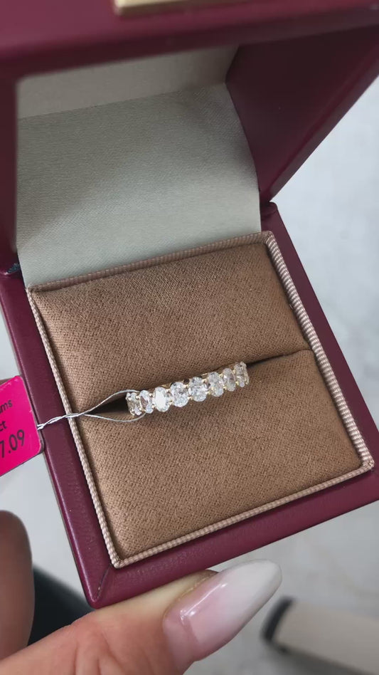 ISA TIKTIOK LIVESTREAM 14k white godl eternity band 3ctw lab diamond  size 6 oval cut