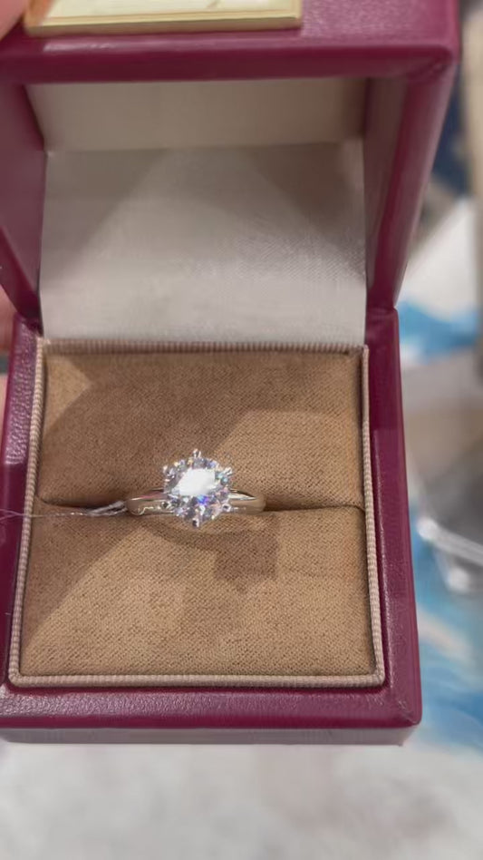 Chur TIKTOK LIVESTREAM Platinum center 2CT round E VS1 witH IGI certificate size 5 solitaire ring lab diamond
