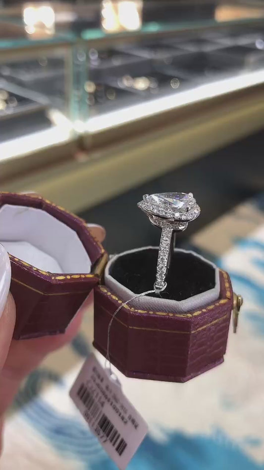 Blackhea TIKTOK LIVESTREAM platinum 1.5ct center pear with halo  size 6.5