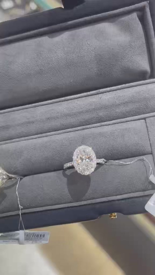 TIKTOK LIVESTREAM 2 CARATS Oval cut halo  E color VS1  Lab Grown Diamond Halo  Ring: Platinum Size 5.5 size 6