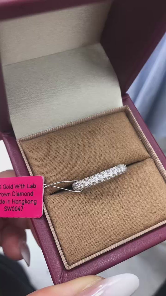 Ana TIKTIOK LIVESTREAM Solid 14K white gold 3-row paved band size 6 (SW0047)