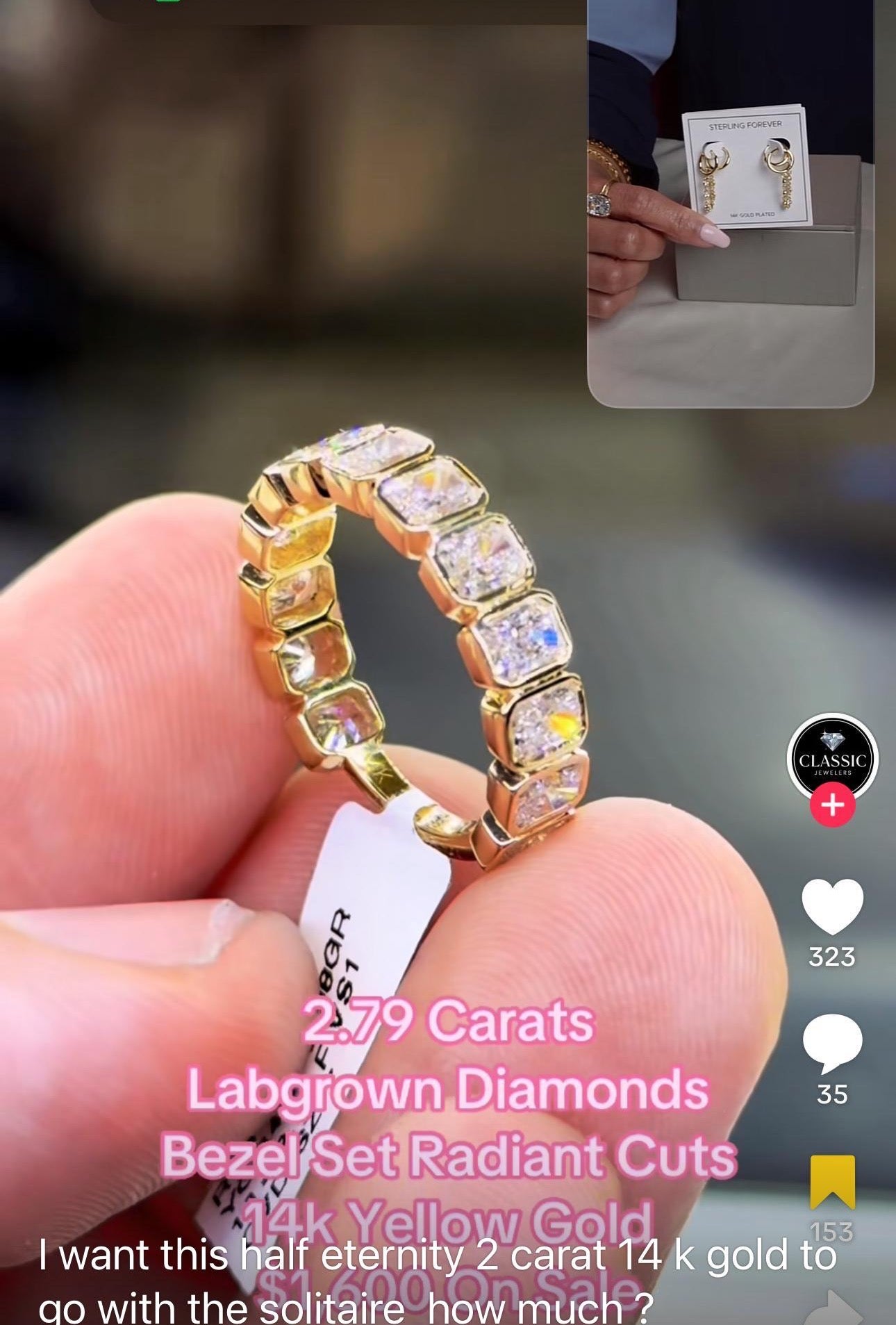 User 58 $100 deposit for 10K band width 4mm yellow gold 6 pcs emerald cut band ring size 7